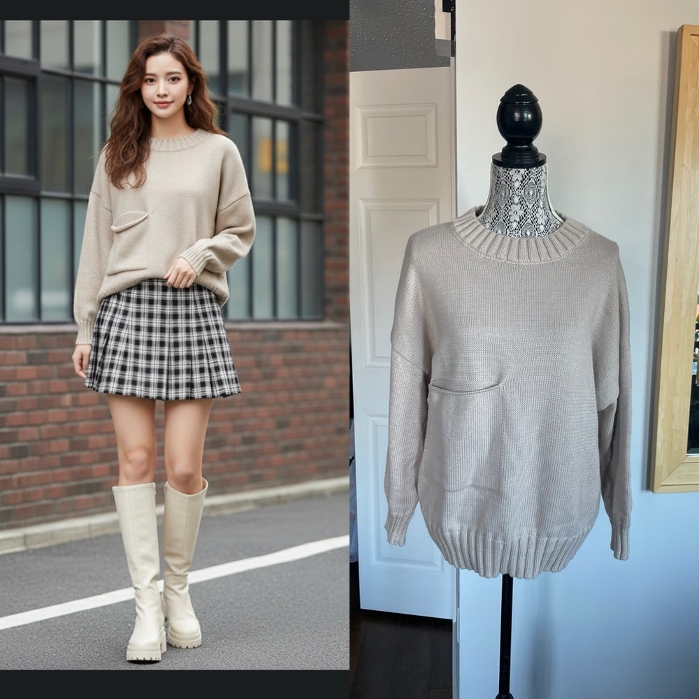 NWT Large Cozy Knit Crewneck Sweater.
